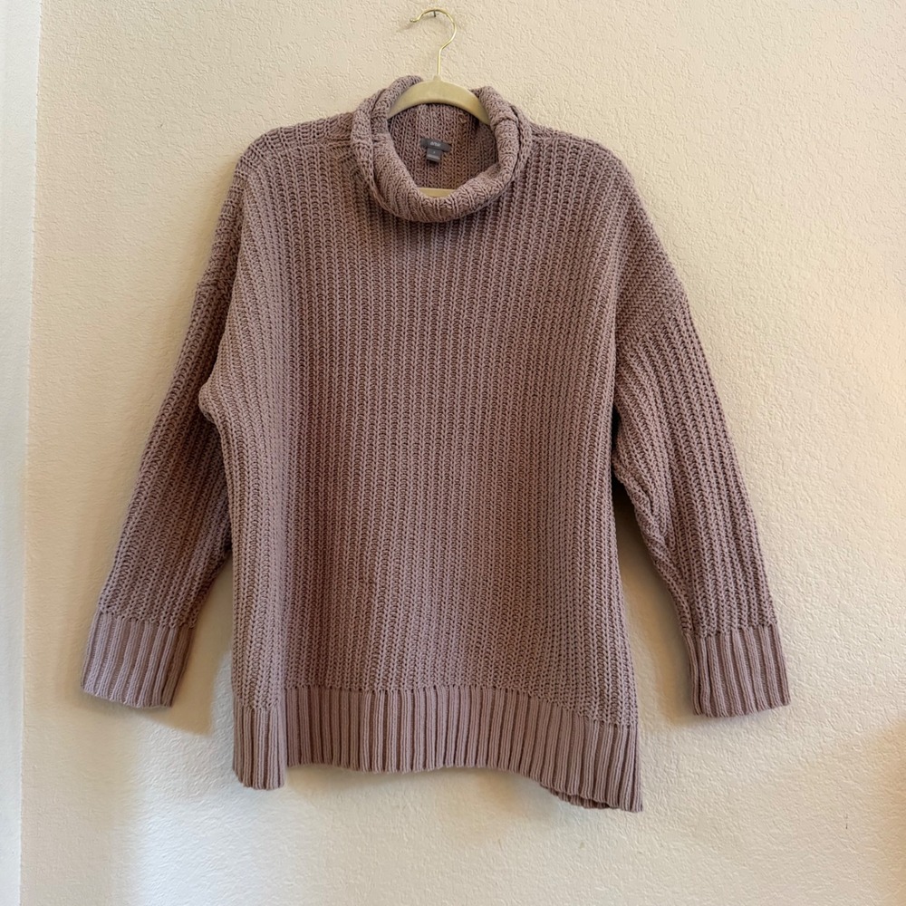 Aerie Womens Mauve Pink Chunky Ribbed Cowl Neck Oversized Pullover Sweater Small